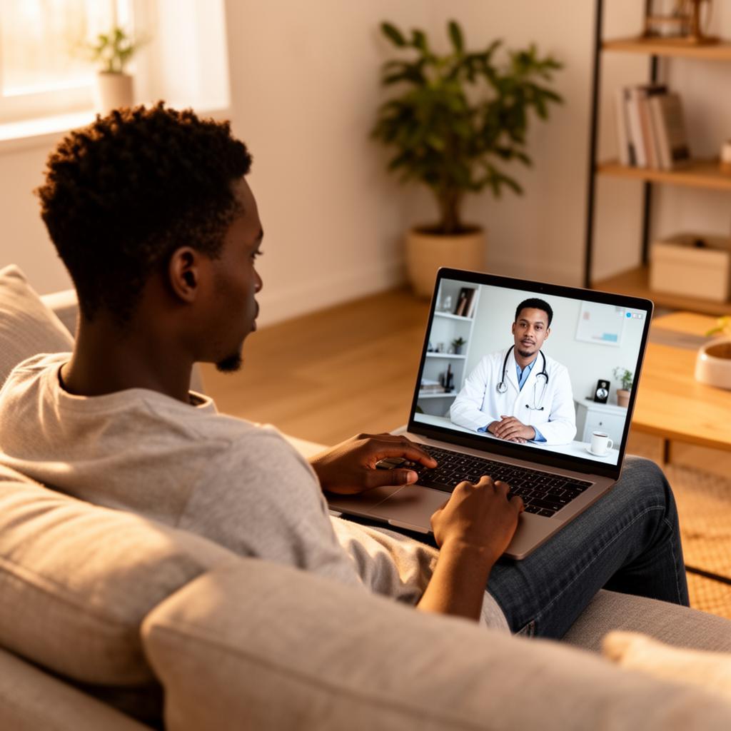 Person having a telemedicine consultation